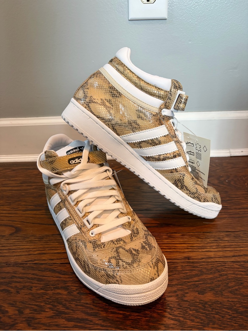 Adidas Concord Snake Print White & Tan Low Top Sneakers